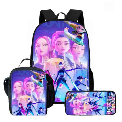 Disney Cartoon KPop Demon Hunters Child School Backpack With Lunch Bags Pencil Bags For,Light Weight Child School Bags
