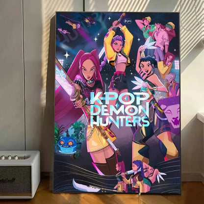 K-pop D-Demon Hunters Anime Poster Gallery Prints Self Adhesive Home Decor Decoration Wall Decals Living Room Sticker