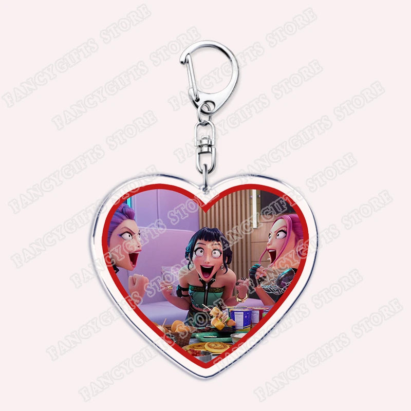 Kpop Demon Girls Keychain for Accessories Huntrix Saja Boys Rumi Zoey Jinu Derpy Tiger Keyrings Key Chains Jewelry Fans Gifts