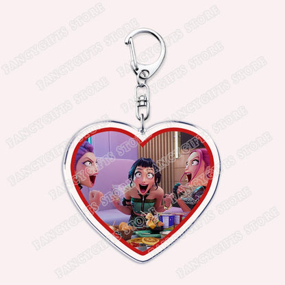 Kpop Demon Girls Keychain for Accessories Huntrix Saja Boys Rumi Zoey Jinu Derpy Tiger Keyrings Key Chains Jewelry Fans Gifts
