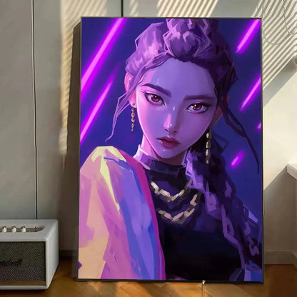 K-pop D-Demon Hunters Anime Poster Gallery Prints Self Adhesive Home Decor Decoration Wall Decals Living Room Sticker