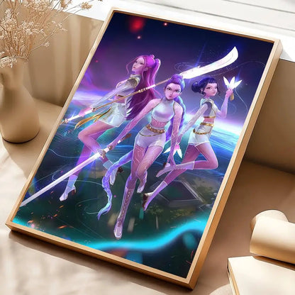 K-pop D-Demon Hunters Movie Sticky Posters Whitepaper Sticker DIY Room Bar Cafe Posters Wall Stickers