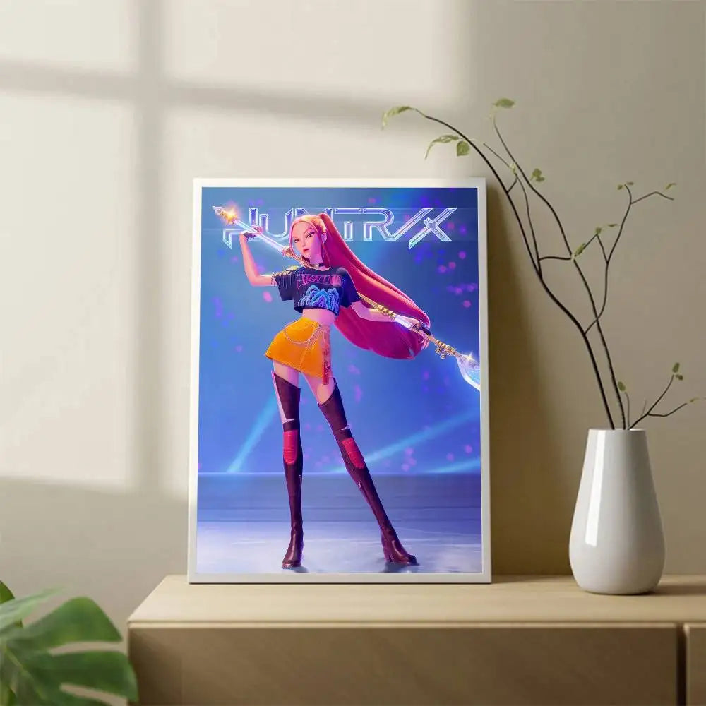 K-pop D-Demon Hunters Anime Poster Self-adhesive Art Waterproof Paper Sticker Coffee House Bar Room Wall Decor