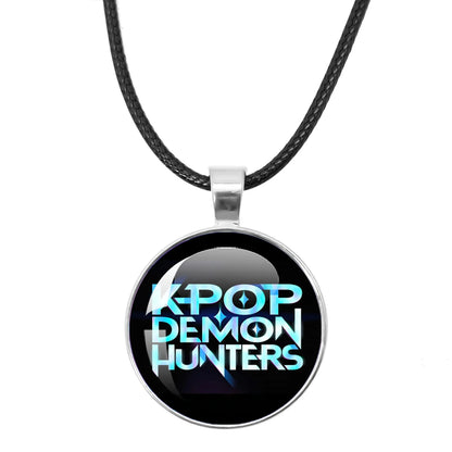 KPop Demon Hunters Leather Rope Necklace Huntr-x Rumi Zoey Mira Pendant Necklace Jewelry Accessories Cosplay Props Fans Gifts