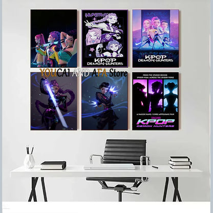 New K-Pop Girls Group Demon Hunters Art Fans Artwork Music Movie Anime Kpop Poster Canvas Painting Wall Pictures Fans Home Decor