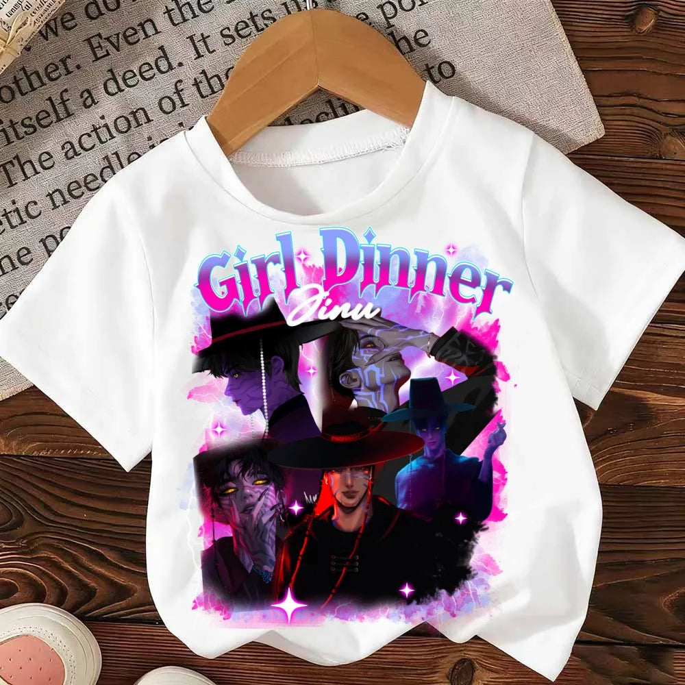 Fashion Casual Kids T-shirt KPop Demon Hunters Cotton Tshirt Clothes Cool Girls Tee Top Funny Gift for Fans