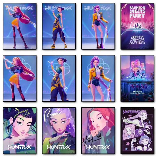 K-pop D-Demon Hunters Anime Poster Self-adhesive Art Waterproof Paper Sticker Coffee House Bar Room Wall Decor