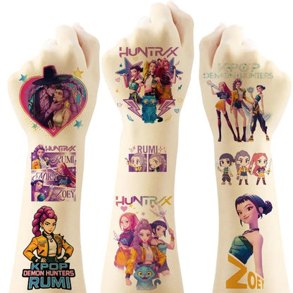 New KPOP Demon Hunters Rumi Kang Tattoo Stickers Cartoon Children's Tttoo Stickers Birthday Party Gifts Water Transfer Stickers