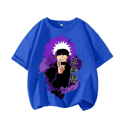 Spell Return Battle Short Sleeve T-shirt for Children, Five Sand Knot, Khaki, Japanese Anime 2D Top