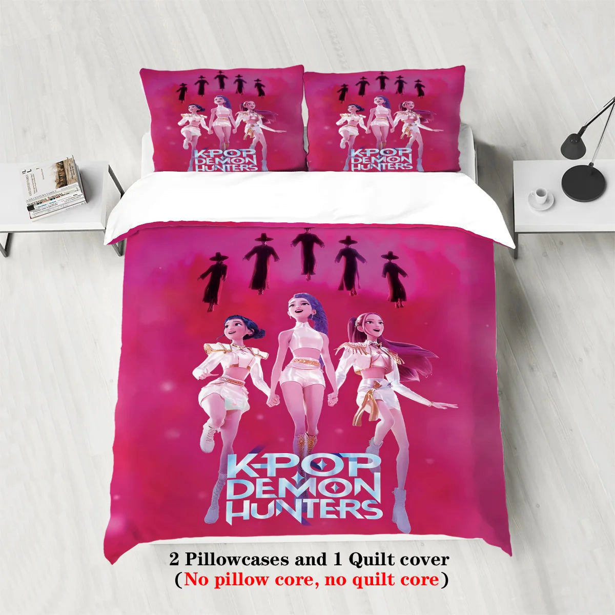 K-Pop Demon Hunters Themed Bedding Set Colorful Print Polyester Student Dormitory Bed Sheet Duvet Cover Kid Gift Home Textile