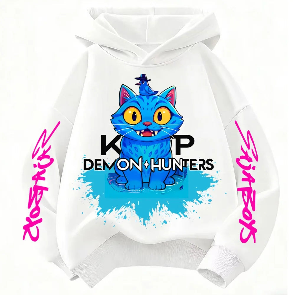 2025 New Saja Boys Derpy KPop Demon Hunter Cartoon Boy Hooded Sweatshirt Warm Wave Fashion Casual Tops Casual Black Clothing