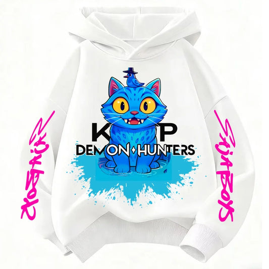 2025 New Saja Boys Derpy KPop Demon Hunter Cartoon Boy Hooded Sweatshirt Warm Wave Fashion Casual Tops Casual Black Clothing