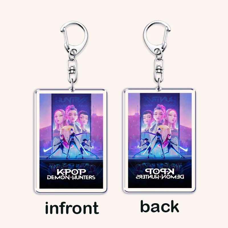 HOT Kpop Demon Hunters Huntrix Saja Boys Keychains for Accessories Bag Rumi Zoey Jinu Ramen Ramyeon Keyring Jewelry Fans Gifts