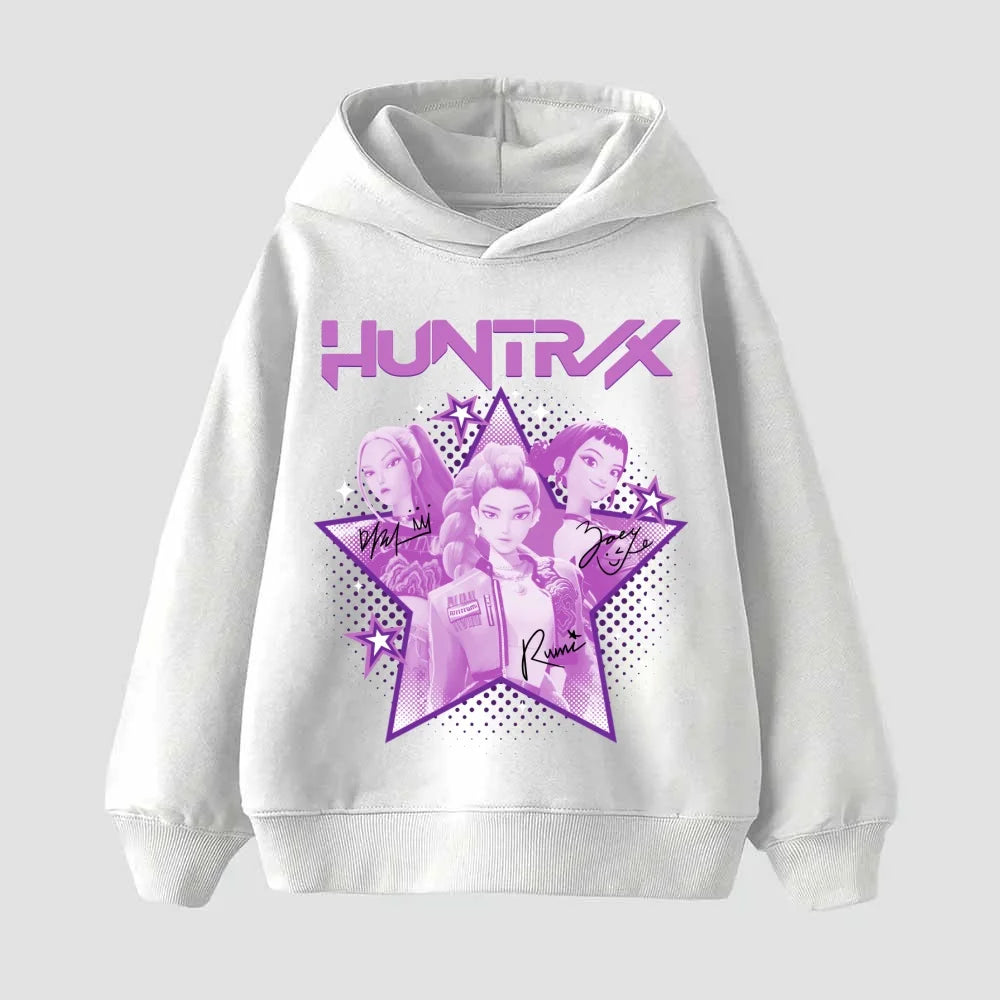 K-pop Demon Hunters Hoodies Girl Thin Hooded Sweatshirt Autumn Tracksuit Hood Sportswear Long Sleeve Pullover Kids Clothings Gif
