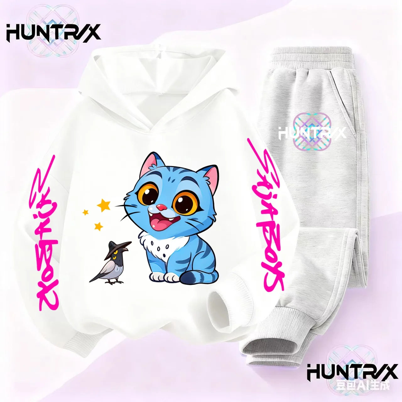 Kids Autumn Kpop Demon Hunters Hoodie Set 3-14Y Boys Girls Sportswear Active Clothes