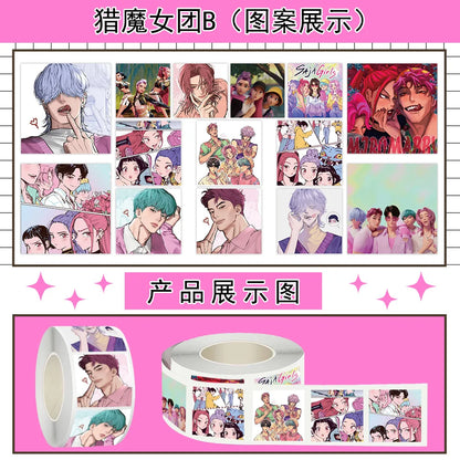 500pcs/Roll K-POP Demon Hunters Stickers for Kids Toys Refrigerator Guitar Luggage Graffiti Envelope Packaging Sealing Gifts