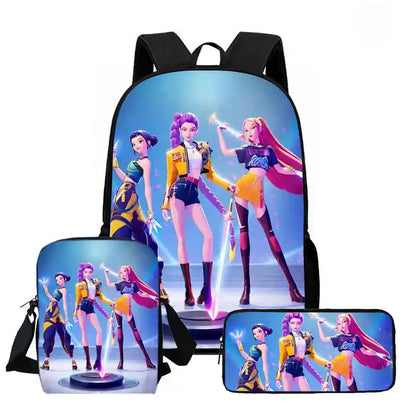 Disney Cartoon  KPop Demon Hunters Child School Backpack With Shoulder Bag Pencil Bag For Kindergarten,Light Weight Child Bags