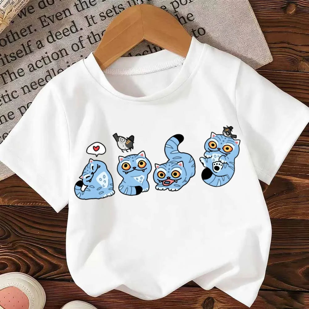 Kpop Demon Hunters T-shirt for Children Letter A-Z Tee Top Cute Cartoon Round Collar Girl Clothes Fashion Kids Clothing Tee Gift
