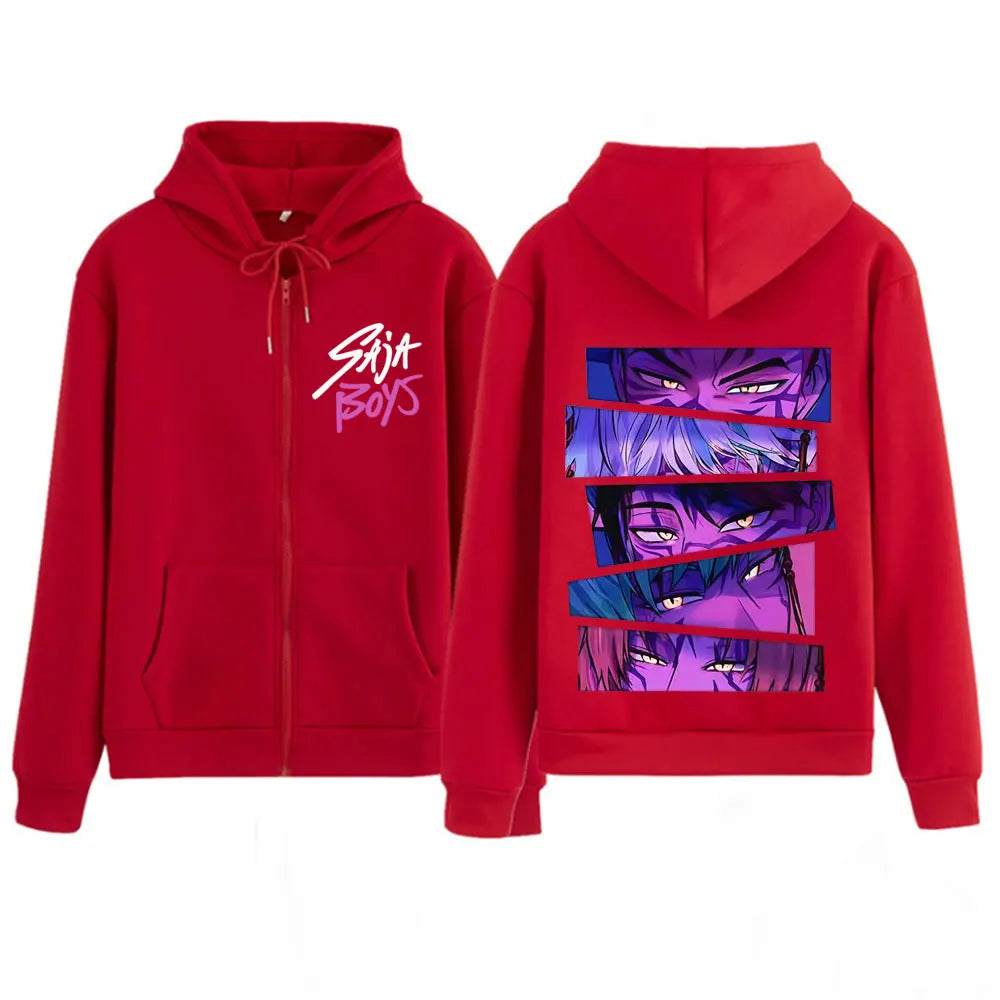 Kpop Demon Hunters Saja Boys Movie Zip Up Hoodie Men Women Fashion Pullover Long Sleeves Loose Casual Harajuku Zipper Sweatshirt
