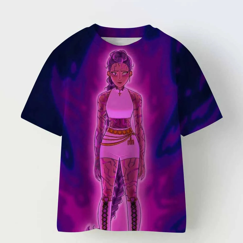 Kpop Demon Hunters Children's Clothing Short Sleeve T-shirt Kpop Demon Hunters Tiger Harajuku Tshirt for Boys Girls Gift