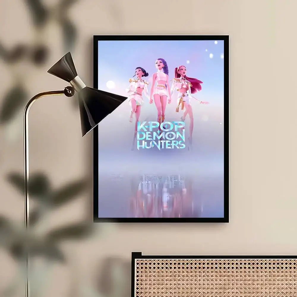 Anime K-Kpop Demon Hunters Poster Sticky Wall Art Printing Waterproof Home Living Bed Room Bar Aesthetic Decor