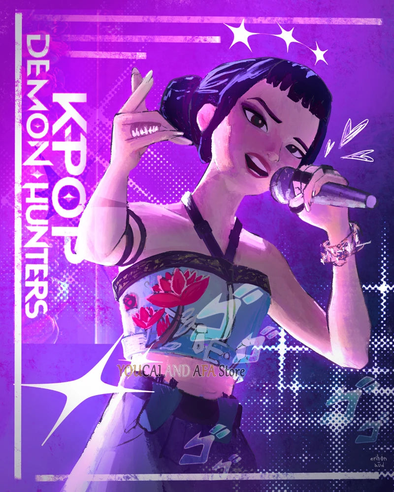 New K-Pop Girls Group Demon Hunters Art Fans Artwork Music Movie Anime Kpop Poster Canvas Painting Wall Pictures Fans Home Decor