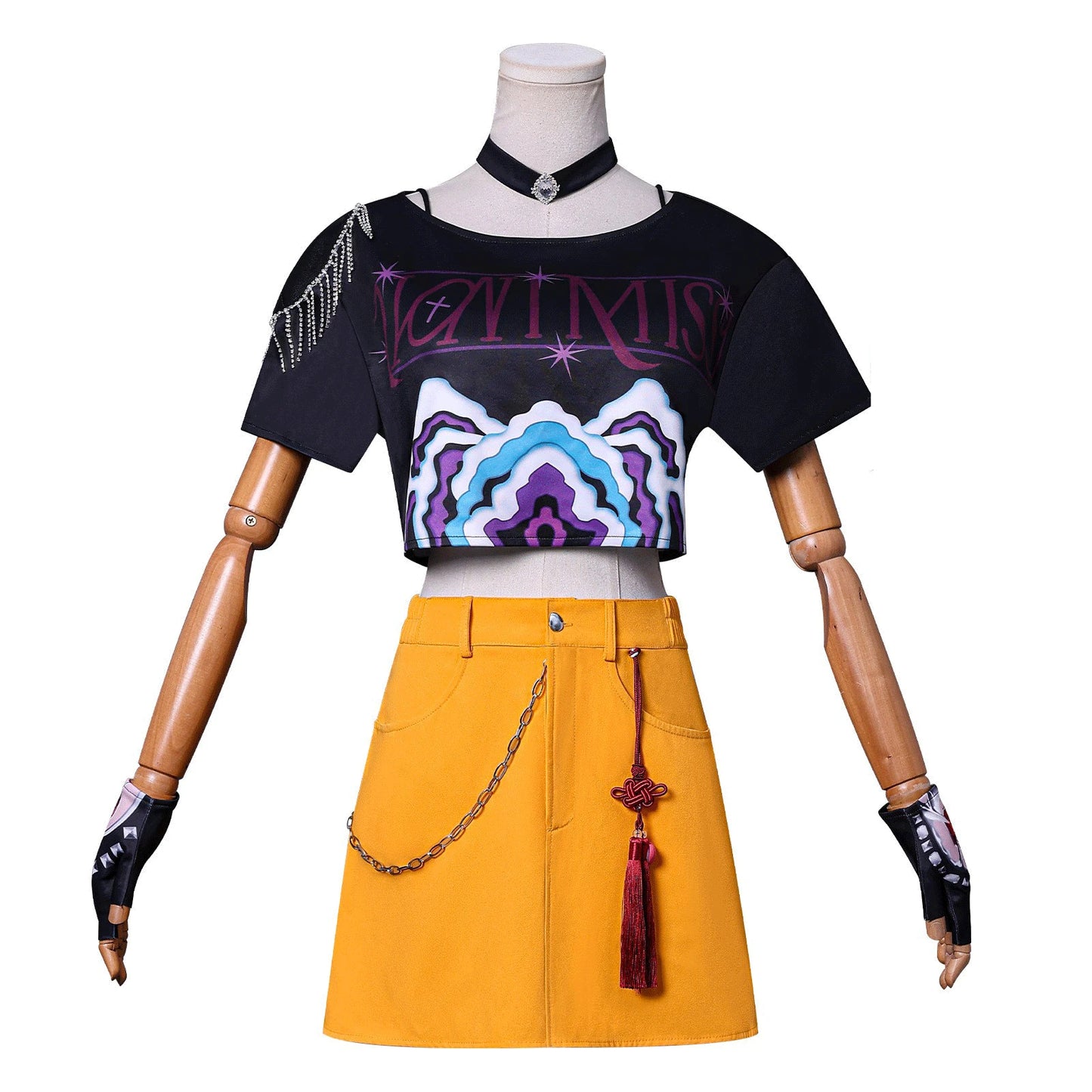 Anime K Pop Demon Cos Hunters Superstar Rumi Cosplay Necklace Earrings Costume Girl Group Suit Women Halloween Party Roleplay