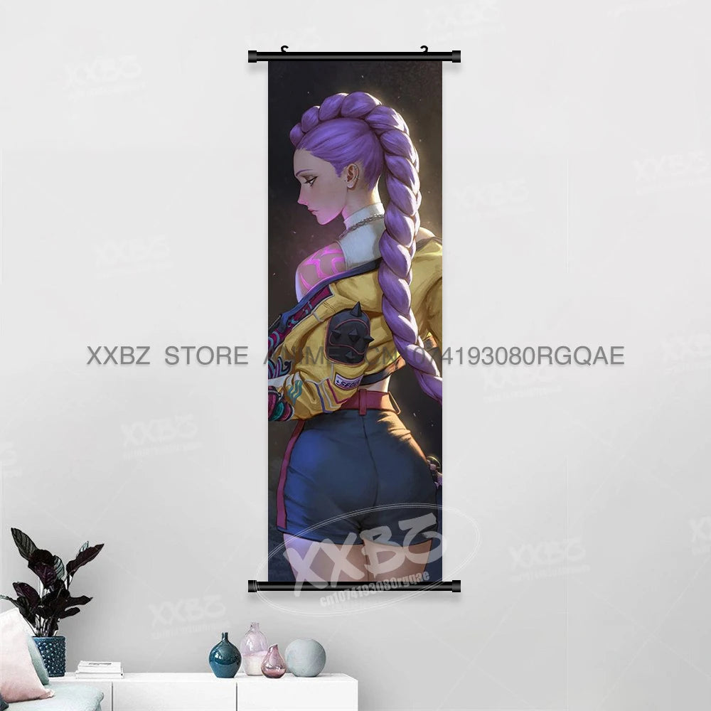 Anime For KPop Demon Hunters Wall Art Canvas Scrolls Pictures Kawaii Character Print Posters Home Decoration Hanging Painting