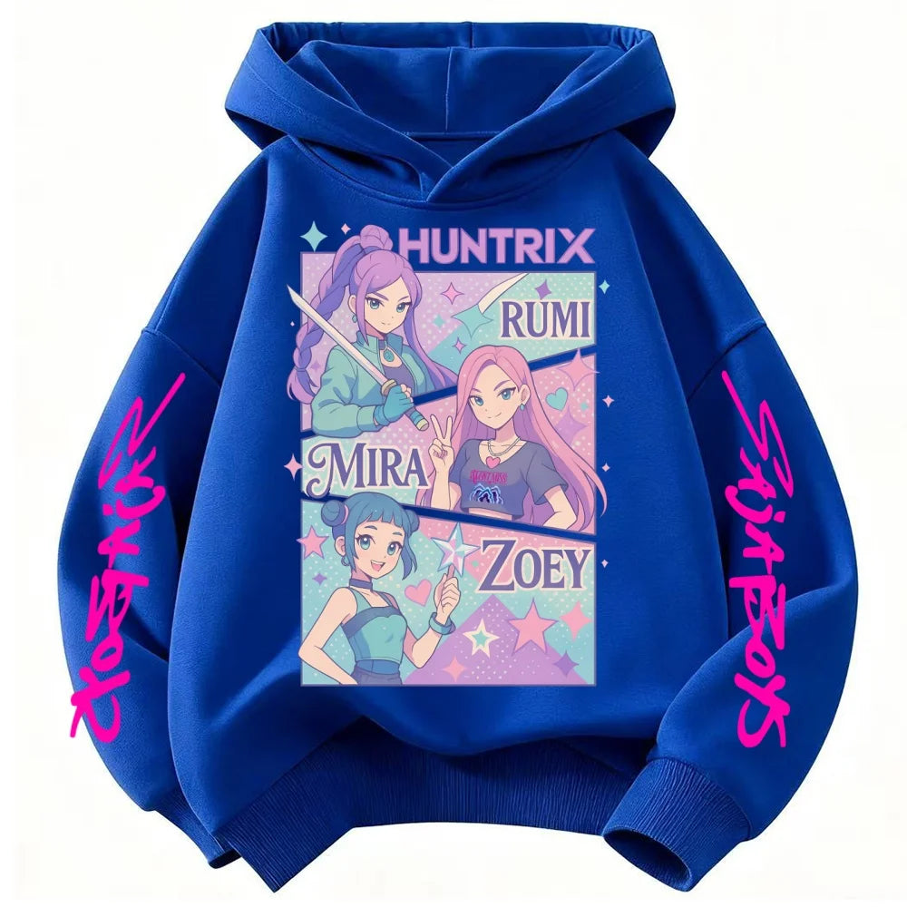 Kids Boys Girls Anime Clothes Kpop Demon Hunters Hoodie Casual Fashion Autumn Winter Warm Sweatshirt