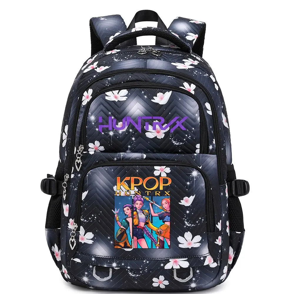 KPop Demon Hunters Backpack Rumi Mira Zoey HUNTR/X Saja Boys Print Cartoon School Bag Large Capacity Student Travel Backpacks