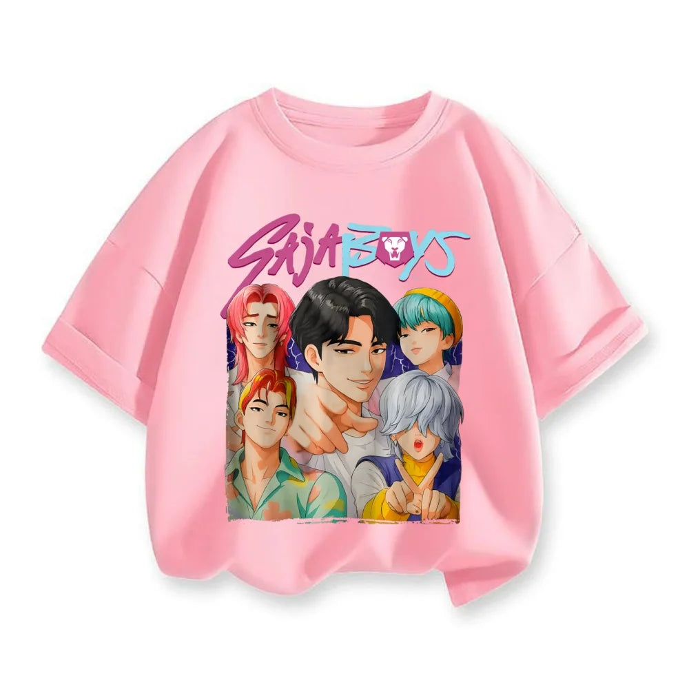 KPop Demon Hunters Bbirthday Cotton T-Shirt Girls Clothes Number 1-9 Party Tops Child Baby Shower Summer Short Sleeve Tee Gift