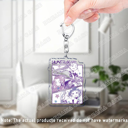 Cute Cartoon Huntrix Saja Boys Acrylic Keychains Ring Double-Sided Key Chain Jewelry Kpop Demon Hunters Fan Love Gifts