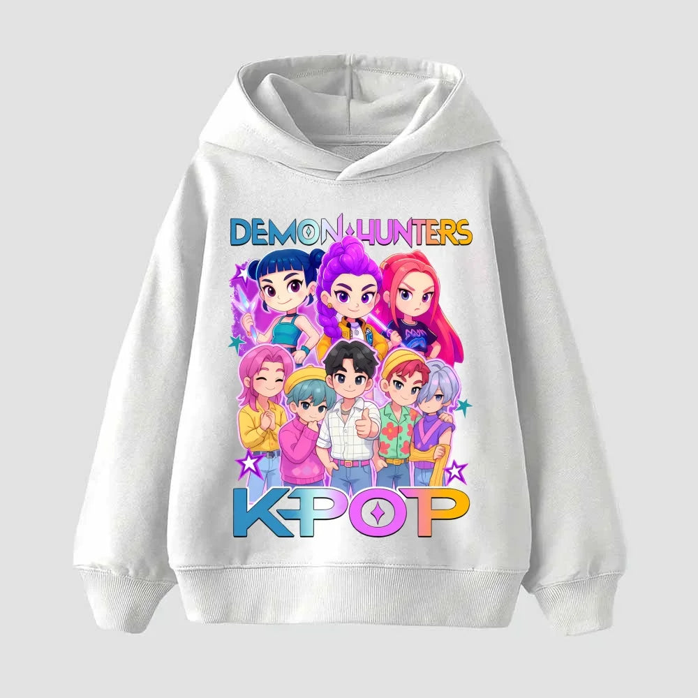 Fashion KPop Demon Hunter Rumi Derpy Cartoon Girls Boy Hooded Sweatshirt Warm Children's Korean Wave Casual Tops CasuOutfits Gif