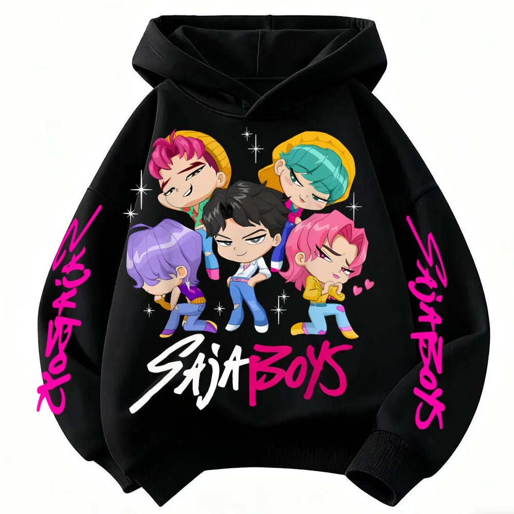 Kids Anime Demon Slayer Tomioka Print Cotton Hoodie Unisex Boys Girls Casual Tshirt 100-160cm Childrens Cartoon Clothes