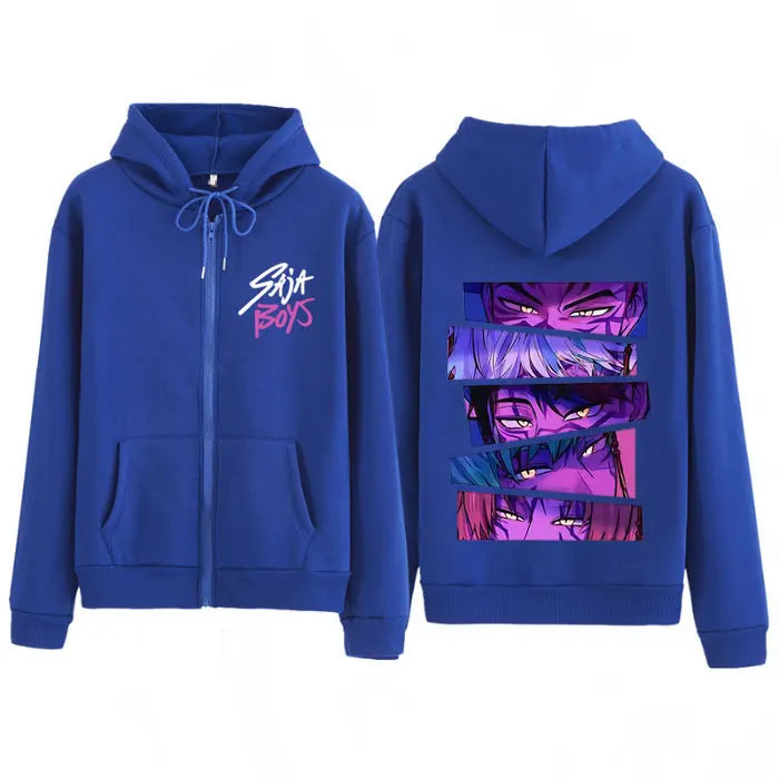 Kpop Demon Hunters Saja Boys Movie Zip Up Hoodie Men Women Fashion Pullover Long Sleeves Loose Casual Harajuku Zipper Sweatshirt