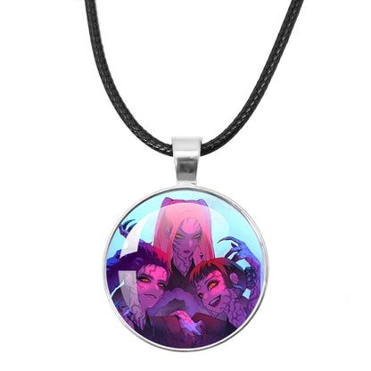 KPop Demon Hunters Leather Rope Necklace Huntr-x Rumi Zoey Mira Pendant Necklace Jewelry Accessories Cosplay Props Fans Gifts