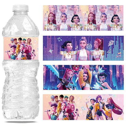 20pcs Kpop Demon Hunters Stickers for Water Bottles Singer Demon Hunter Birthday Decorations Party Favors Protection Waterproof