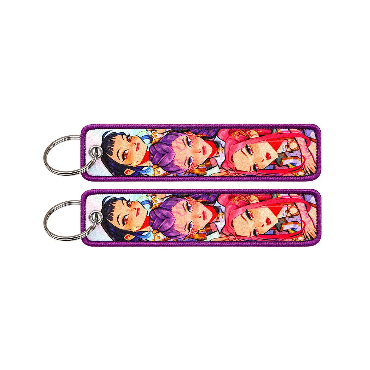 K-POP Cartoon Anime Demon Hunter Girl Group Woven Label Keychain Cute Bag Charm Accessories Fabric Key Ring for Bag