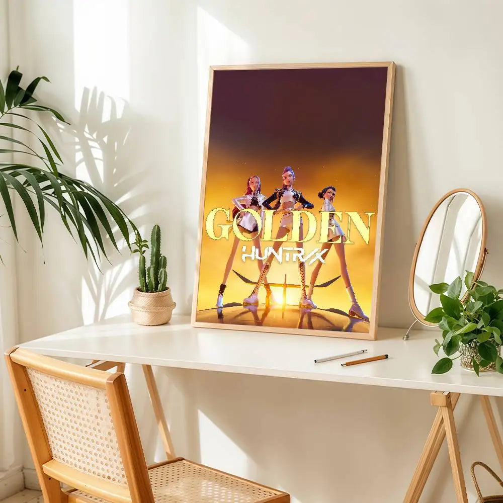 K-pop D-Demon Hunters Anime Poster Suitable For Home Living Room Bedroom Office Bar Wall Decoration Sticker