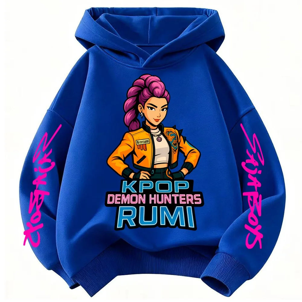K-POP: Demon Hunters Cartoon Hoodie for Kids. Super Soft, Unisex, and Comfy. Join the Global Trend in This Fun Pullover!