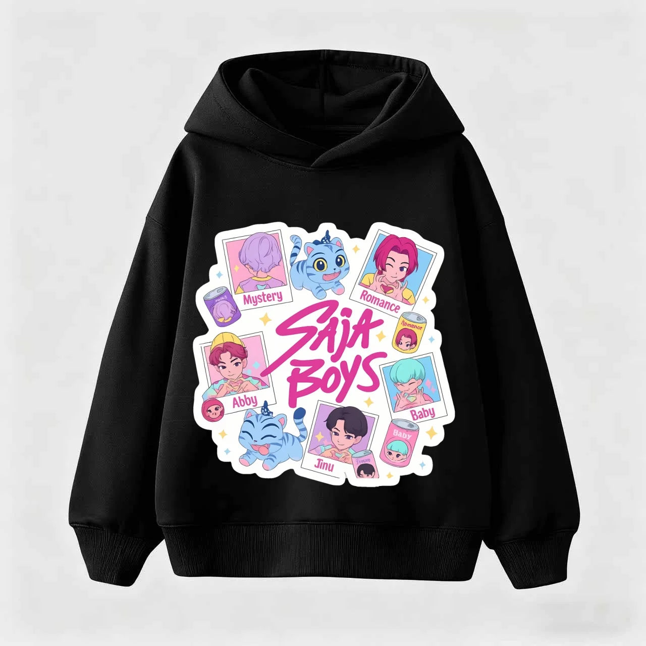 2025 KPop Demon Hunter Cartoon Girls Boy Hooded Sweatshirt Warm Children's Korean Wave Fashion Casual Tops Casual Girls Clothing
