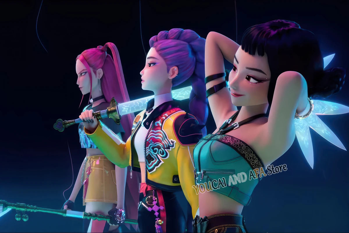 New K-Pop Girls Group Demon Hunters Art Fans Artwork Music Movie Anime Kpop Poster Canvas Painting Wall Pictures Fans Home Decor