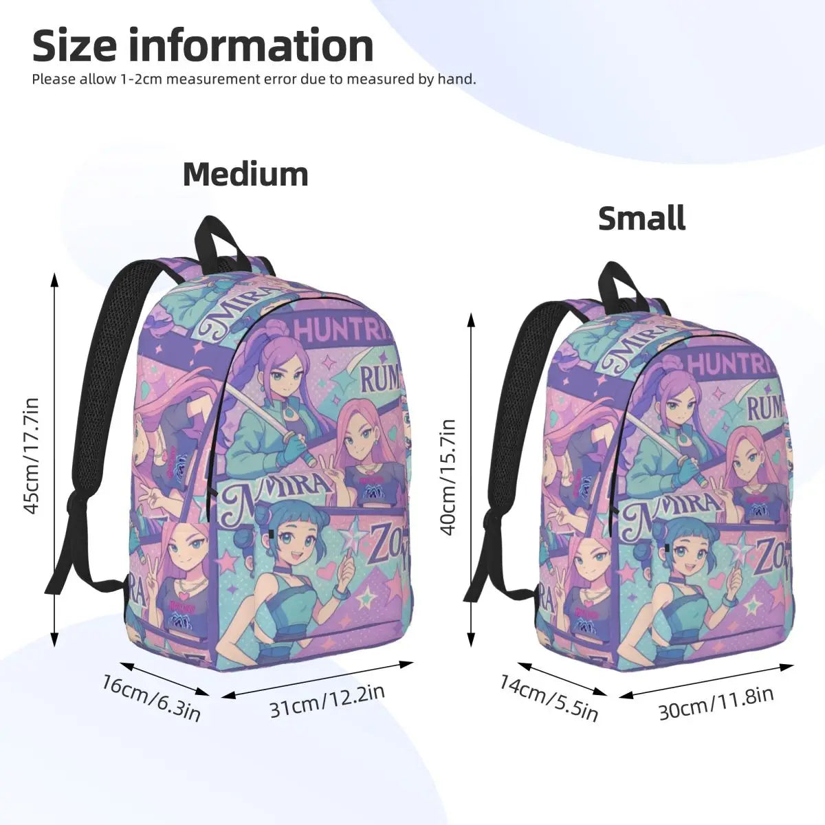 Huntrix Girls Kpop Demon Hunter Rumi Mira Zoey Retro Backpack Teen Large Backpacks Polyester Casual School Bags Travel Rucksack
