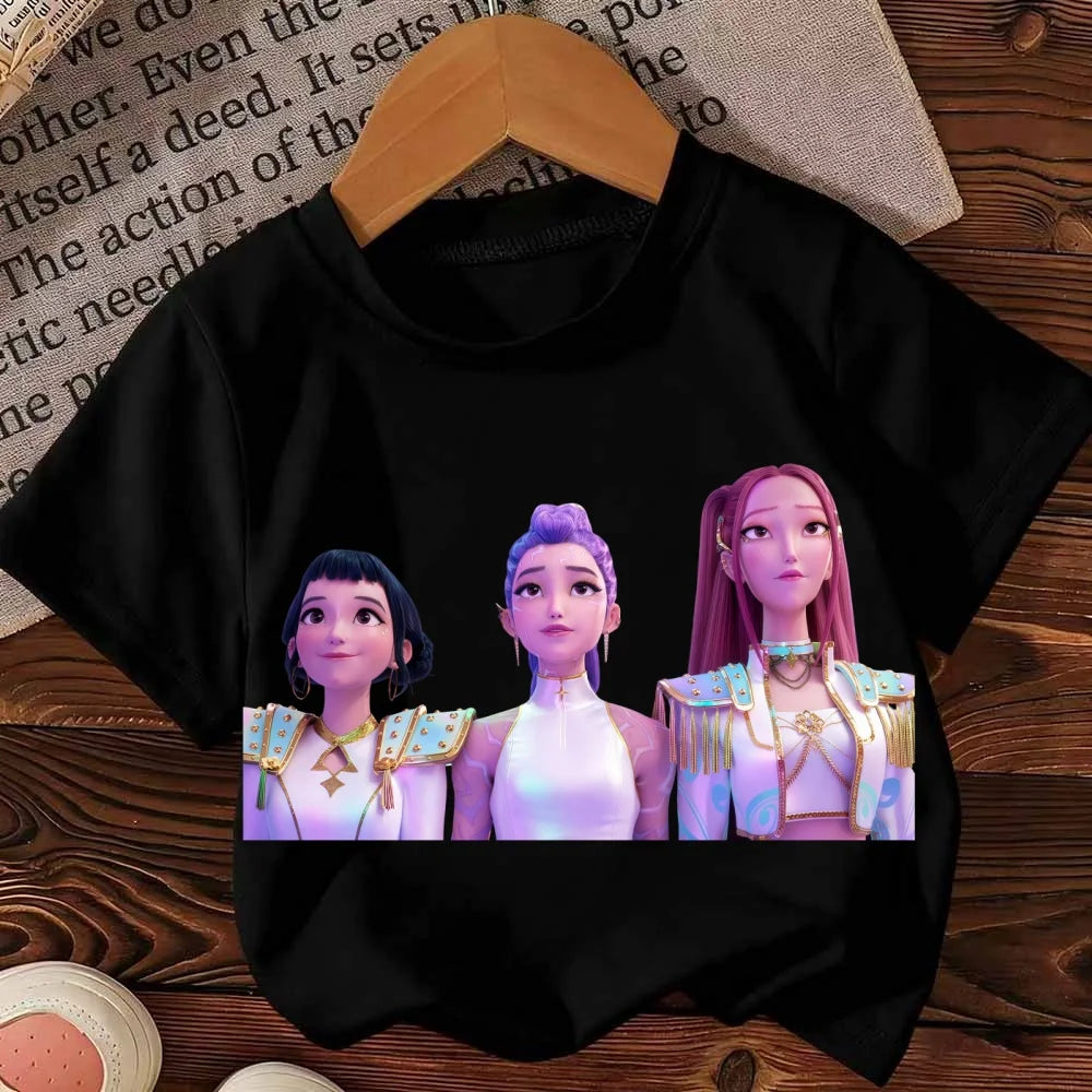 Anime KPop Devil Hunter T-shirt Summer Saja Boys Printed Children's Short Sleeve Y2k Top Summer Street Wear T-shirt