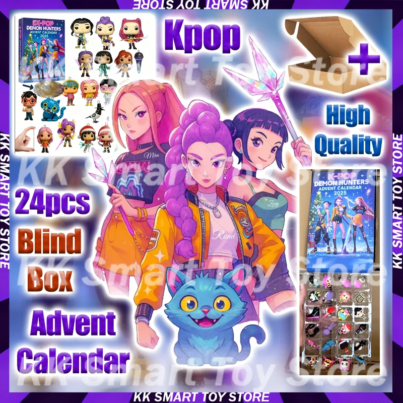 In stock Christmas Kpop Demon Hunting 24pc Advent Calendar Surprise Blind Box K pop Dolls Halloween Boxes Figure Gifts Kids Toys