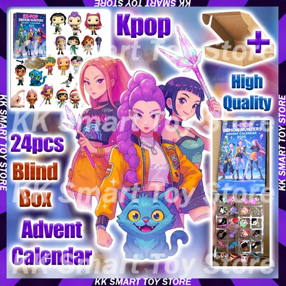 In stock Christmas Kpop Demon Hunting 24pc Advent Calendar Surprise Blind Box K pop Dolls Halloween Boxes Figure Gifts Kids Toys