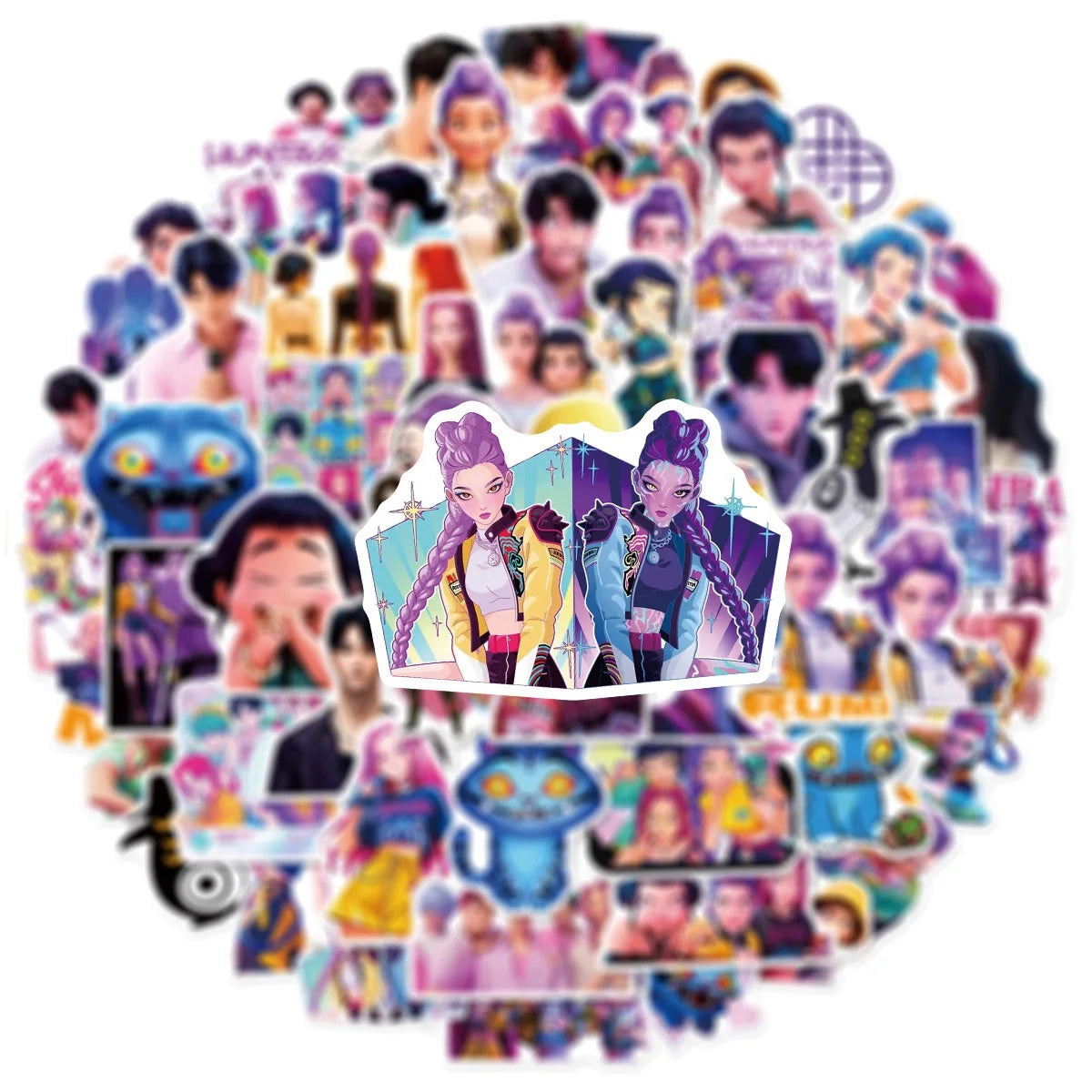 10/60pcs New Anime KPop Demon Hunters Stickers Aesthetic DIY Kids Scrapbooking Phone Travel Luggage Skateboard Waterproof Decal