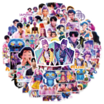 10/60pcs New Anime KPop Demon Hunters Stickers Aesthetic DIY Kids Scrapbooking Phone Travel Luggage Skateboard Waterproof Decal