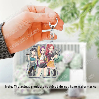 Cartoon Huntrix Saja Boys Derpy Tiger Acrylic Keychains Ring Double-Sided Key Chain Jewelry Kpop Demon Hunters Fan Love Gifts