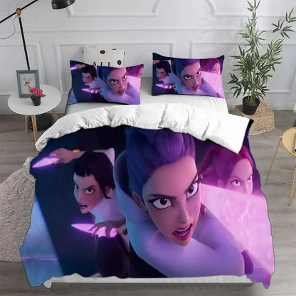 KPop Demon Hunters Bedding Sets EU Single Comforter Quilt Bed Cover Duvet Cover Pillow Case 2-3 Pieces Sets Halloween Costume